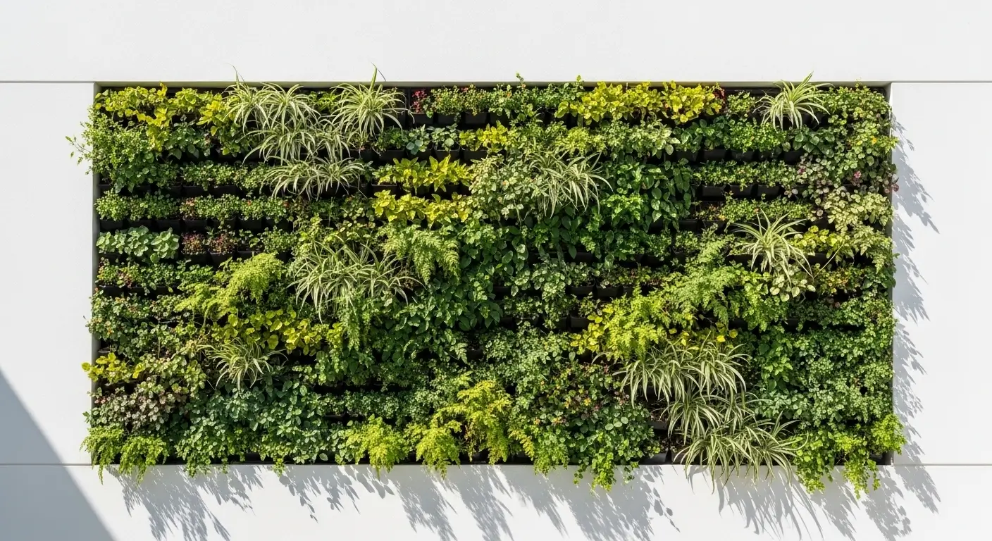 Mur végétal installé sur une façade à Tanger — jardin vertical professionnel