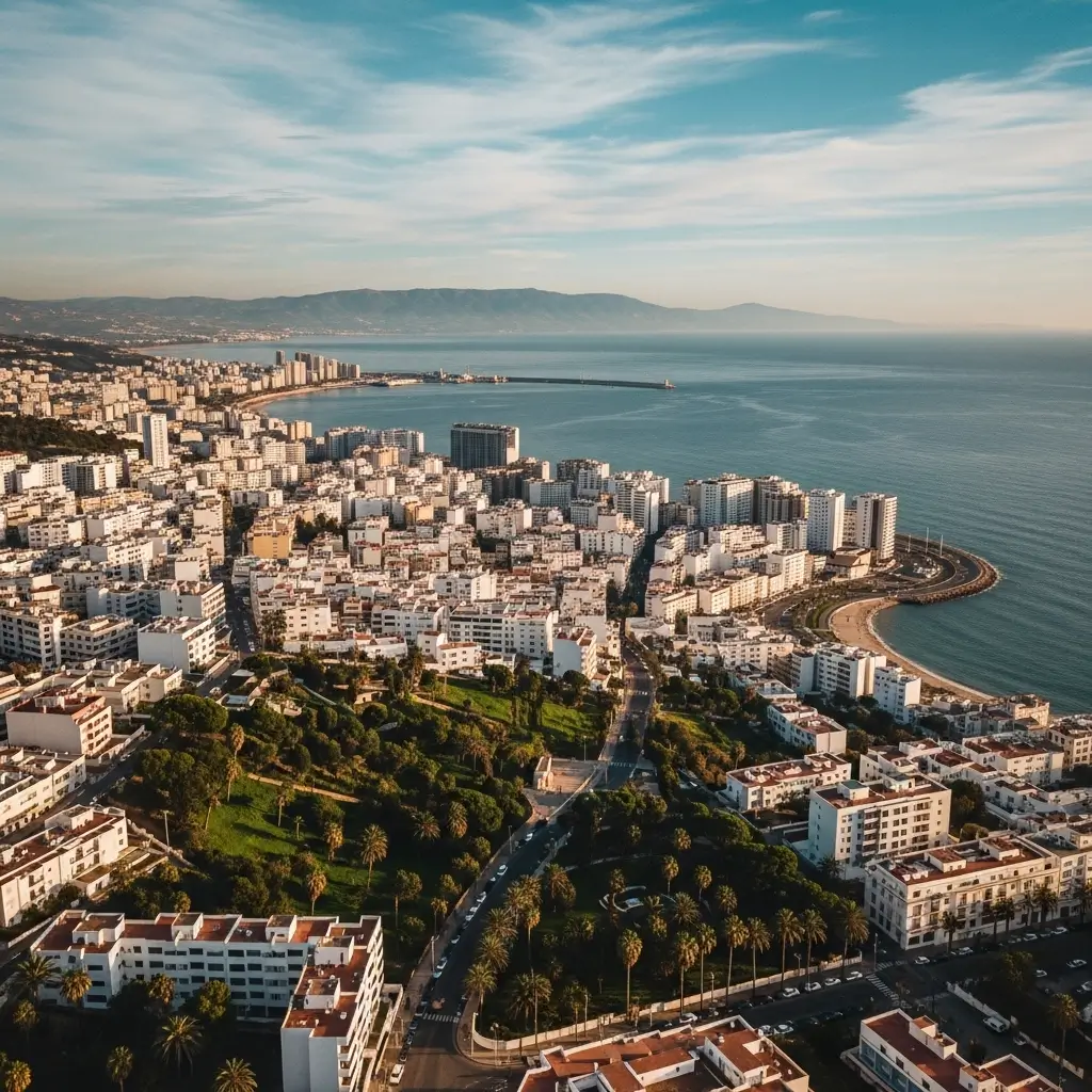 Vue aérienne de Tanger — zones d'intervention jardinage Azhar Jardins